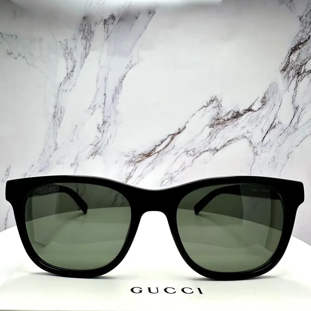 New GUCCI Sunglasses Black 54mm Square Gold Letter Logo Red Green Web Mens - Picture 13 of 15